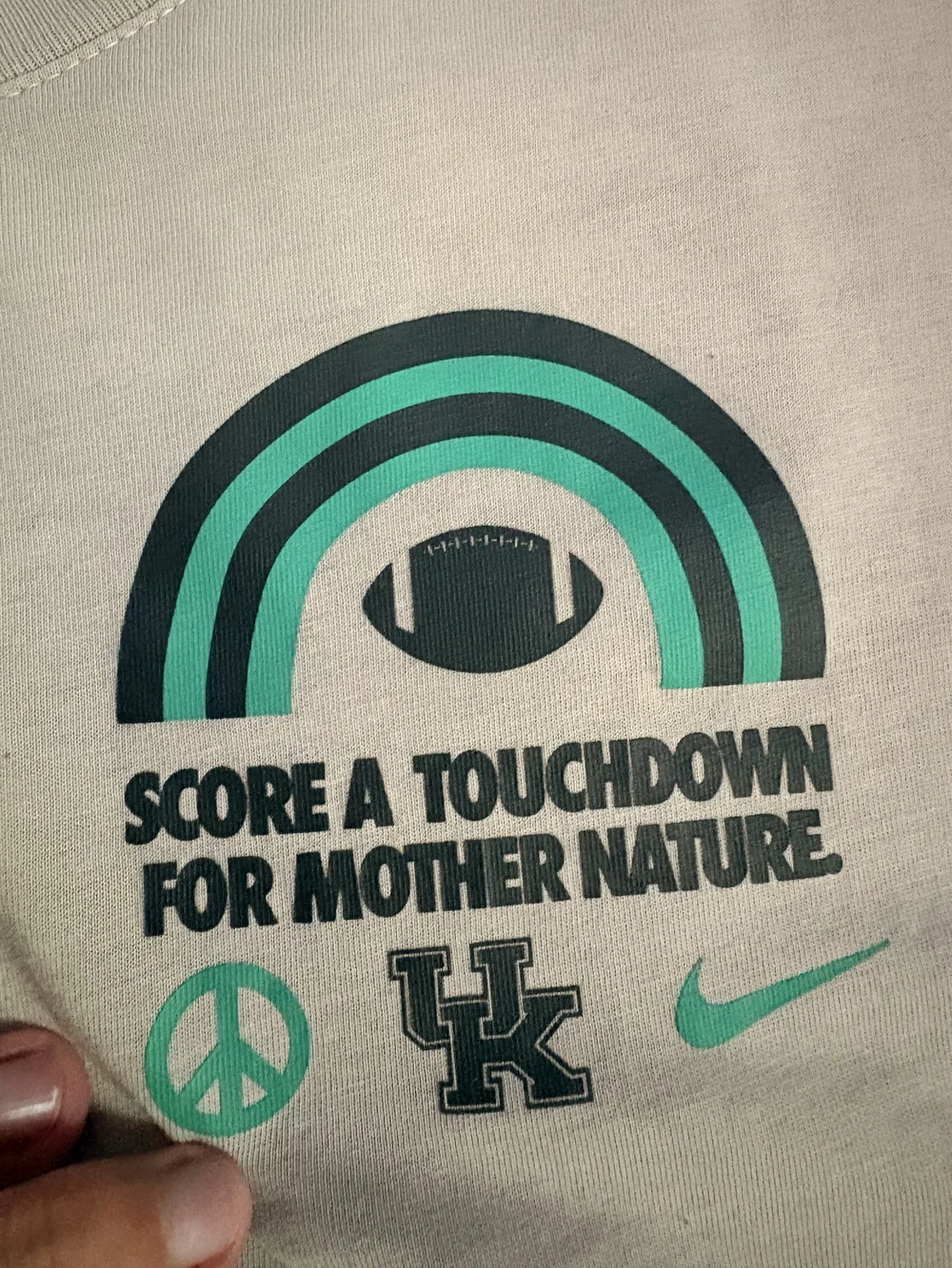 Nike Kids Kentucky Football Tee in Light Gray with Teal and Black Graphics